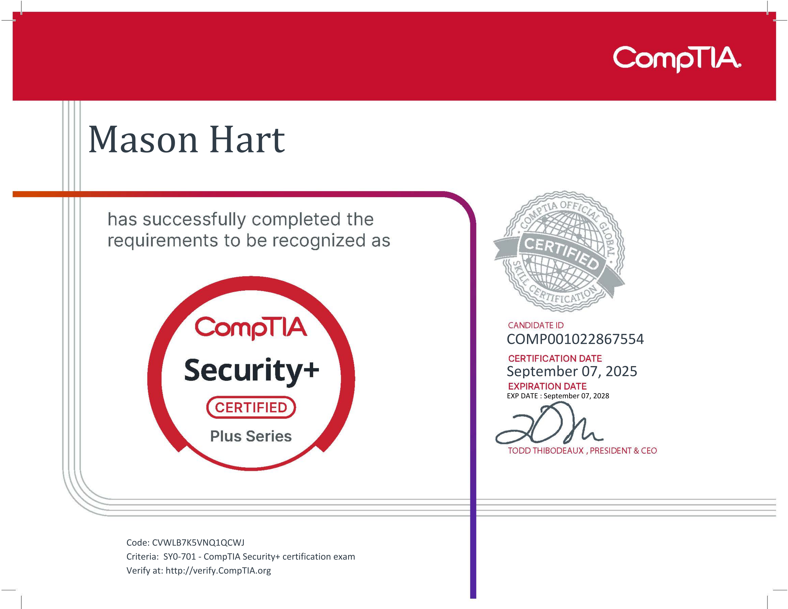 CompTIA Certificate